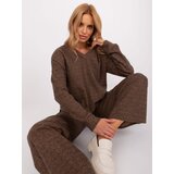 Fashion Hunters Brown casual set with an oversize blouse | Shoptok.si