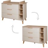 Roba Kremno bela/v naravni barvi otroška komoda v hrastovem dekorju s previjalnim pultom 117x103x78 cm Jil – | Shoptok.si