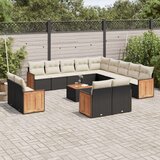  14-dijelni set vrtnih sofa s jastucima poliratan crni | shoptok.hr