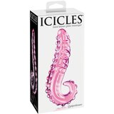 Icicles No. 24 - stekleni dildo z rebrastim jezikom (roza) | Shoptok.si