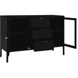  Komoda crna 105 x 35 x 70 cm od čelika i kaljenog stakla | shoptok.hr