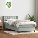 vidaXL Box spring postelja z vzmetnico svetlo siv 90x220 cm žamet | Shoptok.si