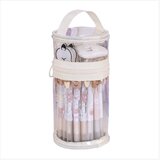 INF Cylindrical Transparent Pencil Case - Stand-Up Pen Holder Pouch White, (5000078760) | Shoptok.si