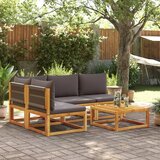 The Living Store Vrtna sedežna garnitura z blazinami 5-delna trden akacijev les - Vrtna Sedežna Garnitura, (21479587) | Shoptok.si