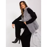 Fashion Hunters Grey women's fur vest