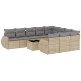 Maison Chic Seti vrtnega pohištva - Vrtna garnitura - Vrtni pohištvo set 11-delna z blazinami bež poli ratan, (21819087) | Shoptok.si
