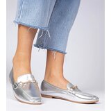 D/CEO marka niezdefiniowana Silver elegant moccasins with gold decoration and rhinestones Kalisa Cene