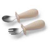 BabyOno Be Active Stainless Steel Spoon and Fork pribor za otroke Beige 12m+ 2 kos | Shoptok.si