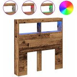 Ormarić za uzglavlje s LED svjetlima staro drvo 100x17x102 cm | Eponuda.com