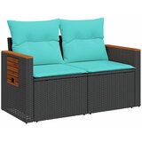  Set sofe 7 kom. Crna i Plava Poli Rattan i čelik | shoptok.hr