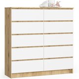 AKORD Komoda, 10 Predalov, Hrast Artisan/Bela, (5000332216) | Shoptok.si