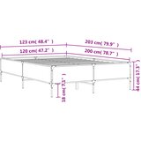  Okvir kreveta boja hrasta 120x200 cm konstruirano drvo i metal | shoptok.hr