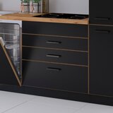 P & B Kuhinjski Blok Brez Aparatov Blacky, Črna, Hrast, 280cm | Shoptok.si