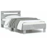  Okvir kreveta s uzglavljem siva boja betona 75x190 cm drveni