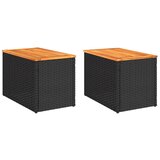  Vrtni bočni stolići 2 kom crni 55 x 34 x 37 cm poliratan i drvo | shoptok.hr