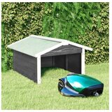  Garaža za robotsko kosilnico 72x87x50 cm siva in bela lesena | Shoptok.si
