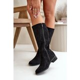 Boto PS1 Women's Suede Boots with Lacing Black Tanive | shoptok.hr