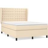 vidaXL Box spring postelja z vzmetnico krem 140x190 cm blago, (20895348) Cene
