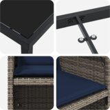 vidaXL 5-delna vrtna jedilna garnitura z blazinami siva poli ratan | Shoptok.si