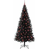  Božićno drvce s 300 LED svjetlima s stalakom Crna 210 cm PVC | shoptok.hr