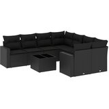  9-dijelni set vrtnih sofa s jastucima crni od poliratana | Eponuda.com