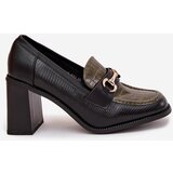 Boto Women's Low Heels Shoes With Embossing And Golden Detail Green-Black Novella | Shoptok.si