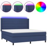  Krevet box spring s madracem LED plavi 180x200 cm od tkanine | shoptok.hr