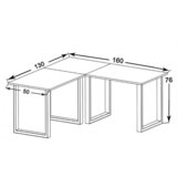 MID.YOU Kotna Pisalna Miza Lona, Barva Hrasta, Srebrna, 160x130cm | Shoptok.si