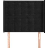  Uzglavlje s ušima crni 83x16x118/128 cm baršunasti | shoptok.hr