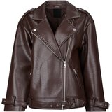 Only Usnjene jakne & Sintetične jakne ONLSOFT FAUX LEATHER OVS. BIKER Kostanjeva Cene