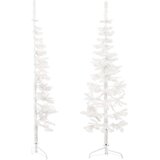  Tanka umjetna polovica božićnog drvca sa stalkom bijela 120 cm | shoptok.hr