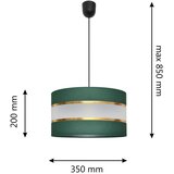  Luster na sajli HELEN 1xE27/15W/230V, prečnik 35 cm, zelena/zlatna | Eponuda.com