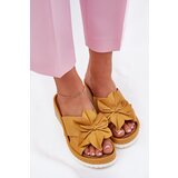 ARTIKER Leather Women's Wedge Sandals with Decorative Flower Cene