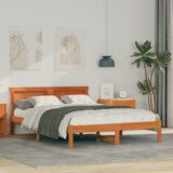  Krevetni okvir s naslonom &amp LED voštana smeđa 120x190 cm od punog drva bora | shoptok.hr