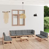 The Living Store Vrtna sedežna garnitura 9-delna z blazinami trdna borovina - Vrtna Sedežna Garnitura, (21469264) | Shoptok.si