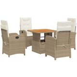  The Living Store Vrtna jedilna garnitura 5-delna z blazinami bež poli ratan - Vrtna Jedilna Garnitura, (21451755) | Shoptok.si