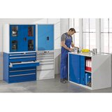 LISTA Vrhnja omarica s krilnimi vrati, z vrati iz polne pločevine, VxŠxG 1000 x 717 x 725 mm, svetlo modra | Shoptok.si