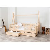 Molarem Home Drveni dječji krevet Luna Tipi - svijetlo drvo - 200x90 cm - S 2 ladice | shoptok.hr