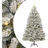 vidaXL Umestno božično drevo Zelena in Bela 180 cm PVC in kovina | Shoptok.si