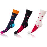 Bellinda CRAZY SOCKS 3x - Fun crazy socks 3 pairs - black - white - red Cene