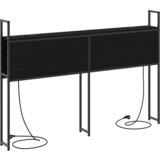 vidaXL Skladiščni naslon z vzglavjem Črni hrast 160 cm Konstruiran les | Shoptok.si