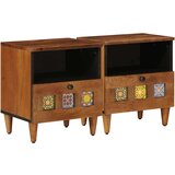  Noćni ormar 2 pcs Smeđa 40 x 33 x 46 cm Čvrsto drvo manga | shoptok.hr