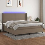 vidaXL Krevet box spring s madracem LED smeđesivi 200x200 cm tkanina | shoptok.hr