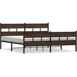 Metalni Kovinski posteljni okvir brez vzmetnice rjavi hrast 183x213 cm, (21608113) | Shoptok.si