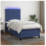  Box spring postelja z vzmetnico LED modra 80x200 cm blago | Shoptok.si