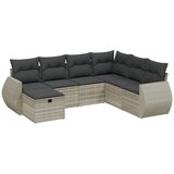 Maison Chic Seti vrtnega pohištva - Vrtna garnitura - Vrtni pohištvo set 7-delna z blazinami siv poli ratan, (21802654) | Shoptok.si