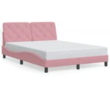  Okvir kreveta s LED-om bez madraca ružičasti 140 x 190 cm baršunasti | shoptok.hr