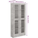  Vitrina siva boja betona 82,5x30,5x185,5 cm konstruirano drvo | Eponuda.ba