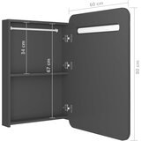  LED kupaonski ormarić s ogledalom sivi 60 x 11 x 80 cm | shoptok.hr