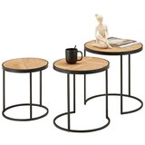 Premium Living set klubskih mizic can, črna kovina, bambus, 3-Delno | Shoptok.si
